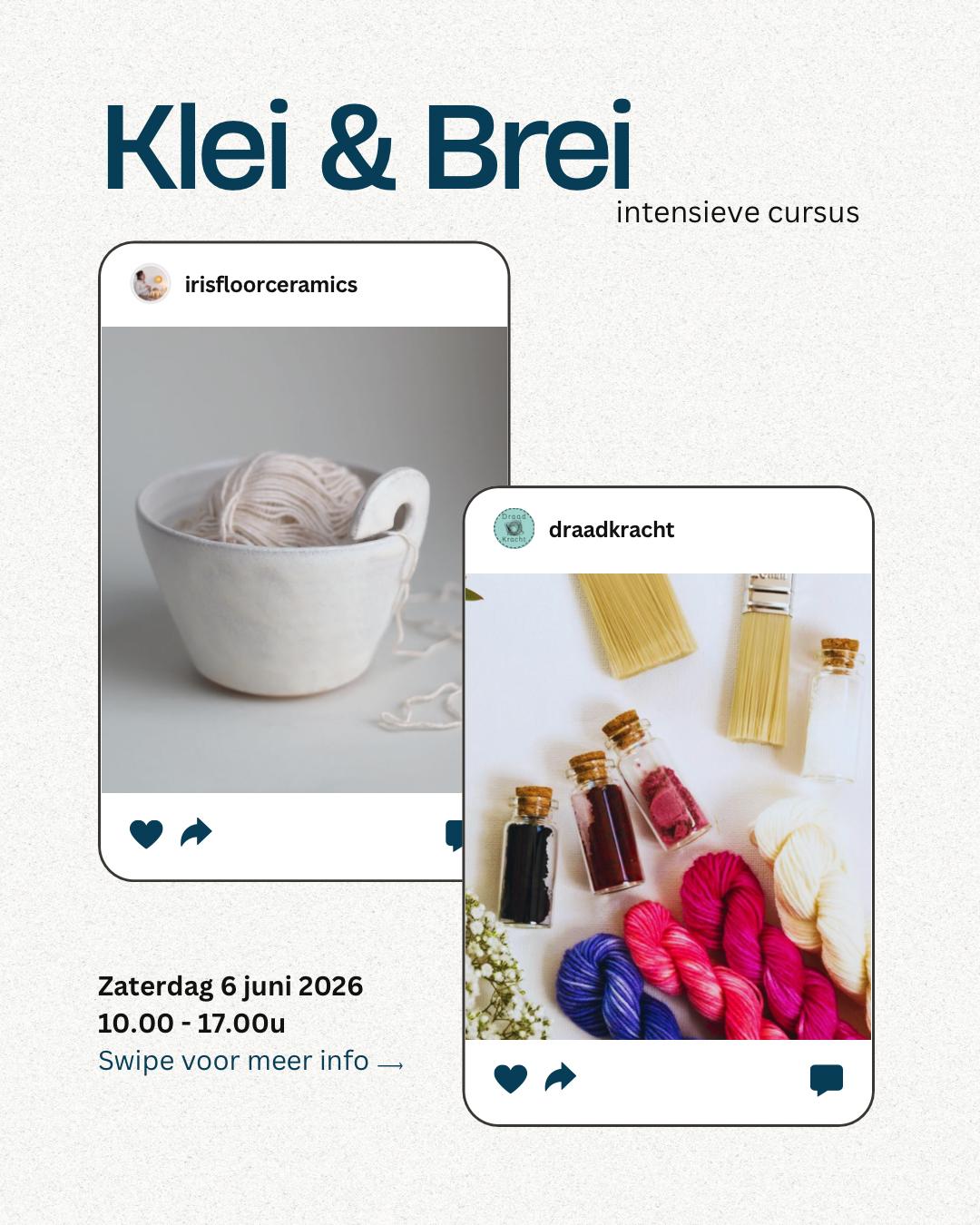 Workshop Klei & Brei - zaterdag 6 juni - ticketverkoop via Draadkracht